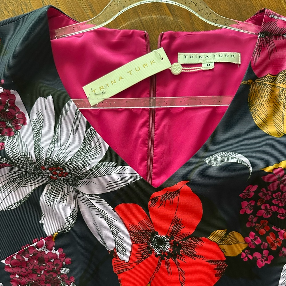 Trina Turk Multicolor Floral Long Sleeve Cocktail Dress - Picture 7 of 10